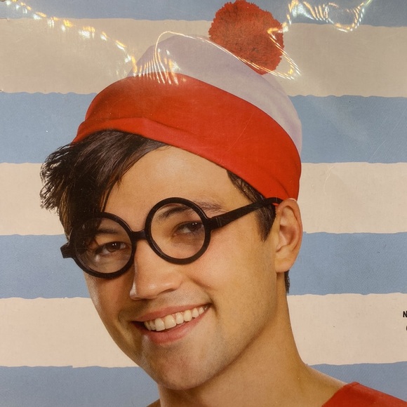 Where’s Waldo? Waldo Adult Halloween Costume Kit Hat & Glasses One Size - Picture 2 of 11